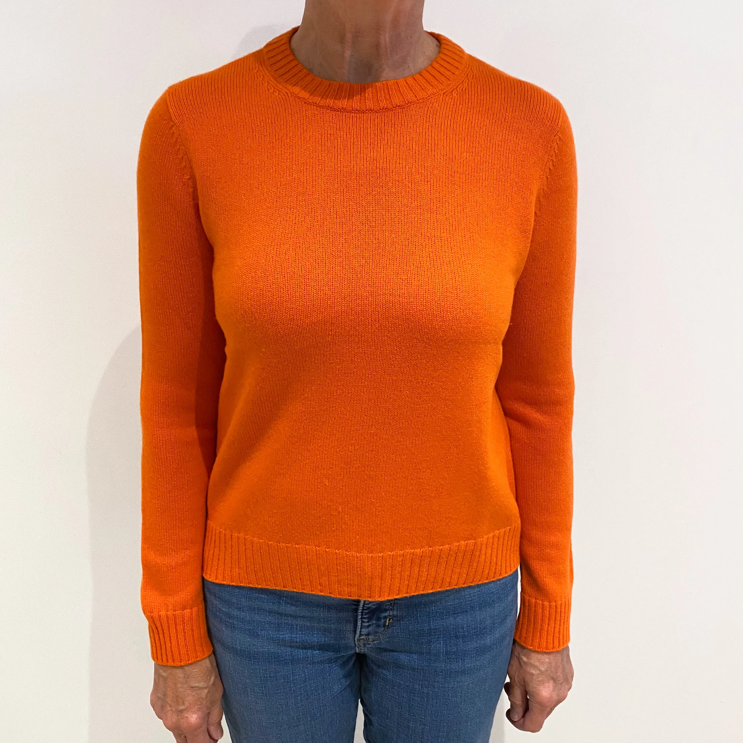 Cos Tangerine Orange Cashmere Crew Neck Jumper Medium