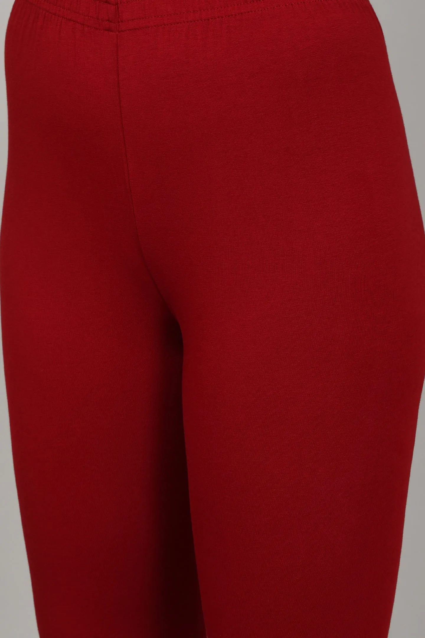 COTTON ANKLE LEGGINGS - CHERRY