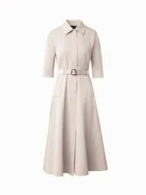 Cotton Denim Midi Shirt Dress