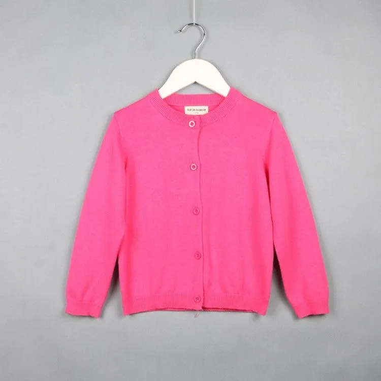 Cotton Knit Cardigan Sweater for Girls - Casual Long Sleeve Spring & Autumn Wear