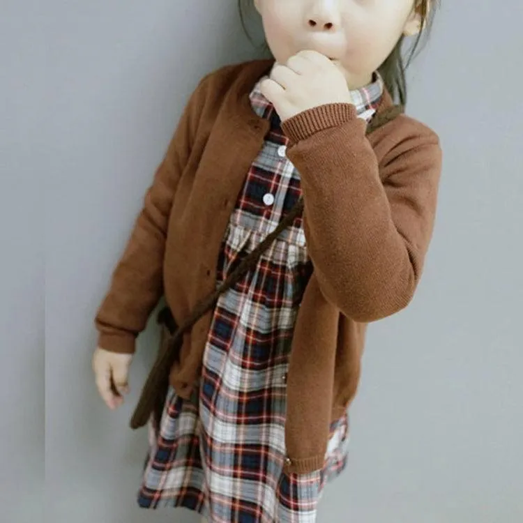 Cotton Knit Cardigan Sweater for Girls - Casual Long Sleeve Spring & Autumn Wear