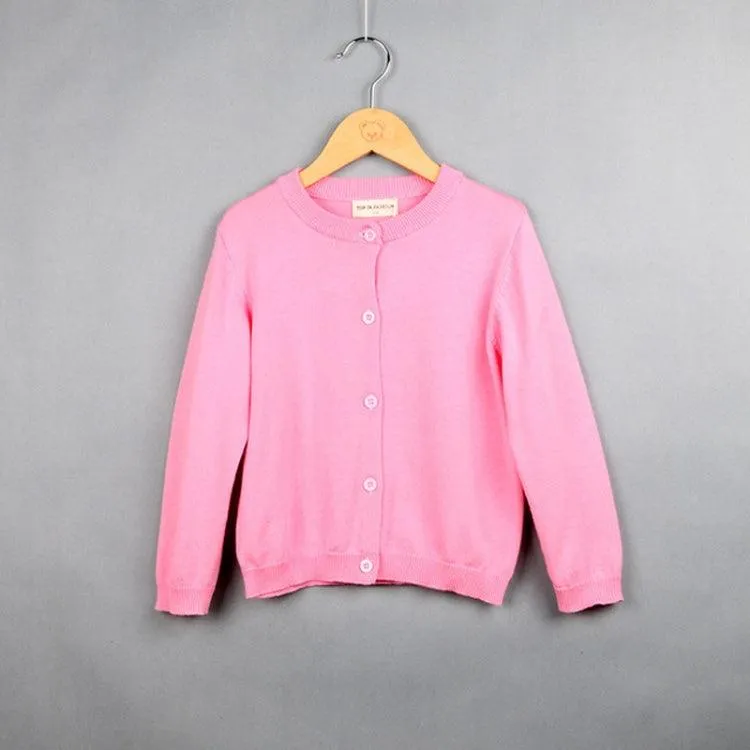 Cotton Knit Cardigan Sweater for Girls - Casual Long Sleeve Spring & Autumn Wear