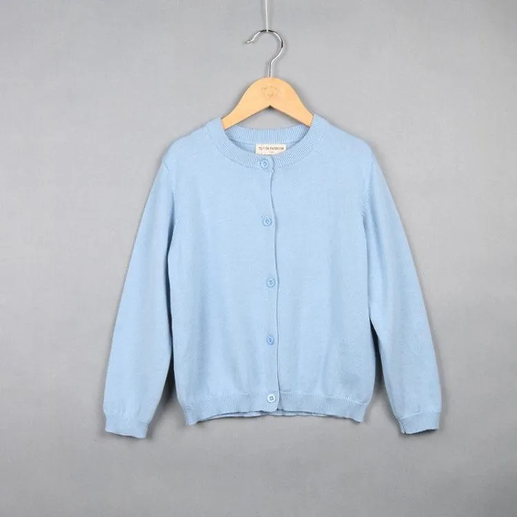 Cotton Knit Cardigan Sweater for Girls - Casual Long Sleeve Spring & Autumn Wear