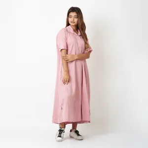 Cotton Oversize Shirt Dress for Women | Pink