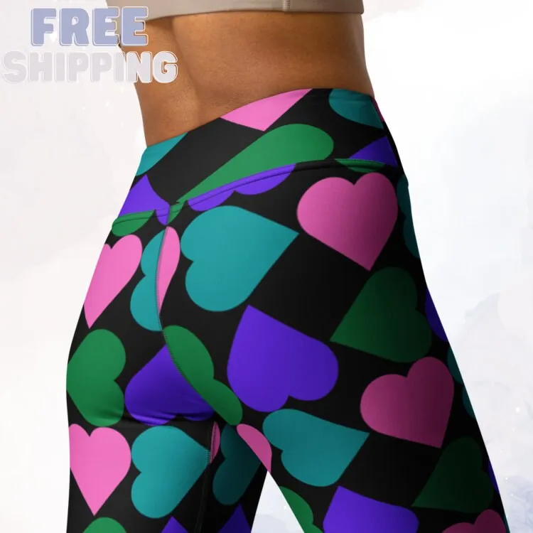 Covered in hearts black comfy high waist matching Leggings