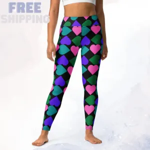 Covered in hearts black comfy high waist matching Leggings