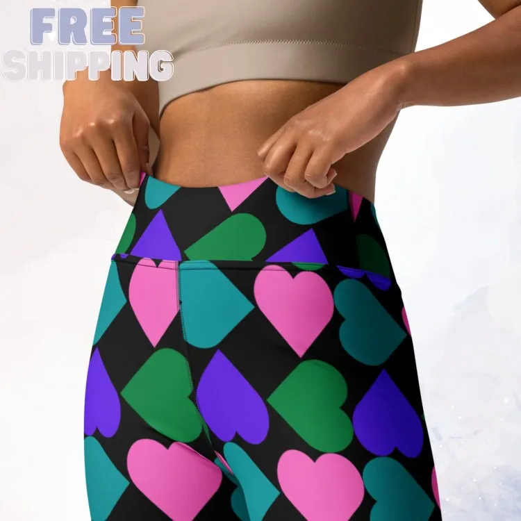 Covered in hearts black comfy high waist matching Leggings