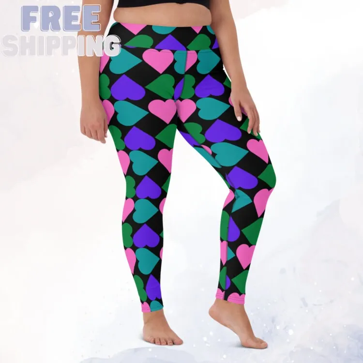 Covered in hearts black comfy high waist matching Leggings