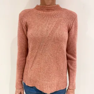 Cranberry Pink Marl Cashmere Turtle Neck Jumper Small