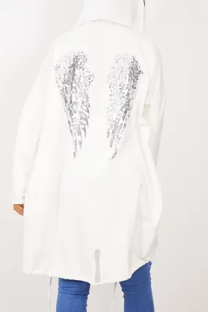 CREAM ANGEL WING HOODED CARDI