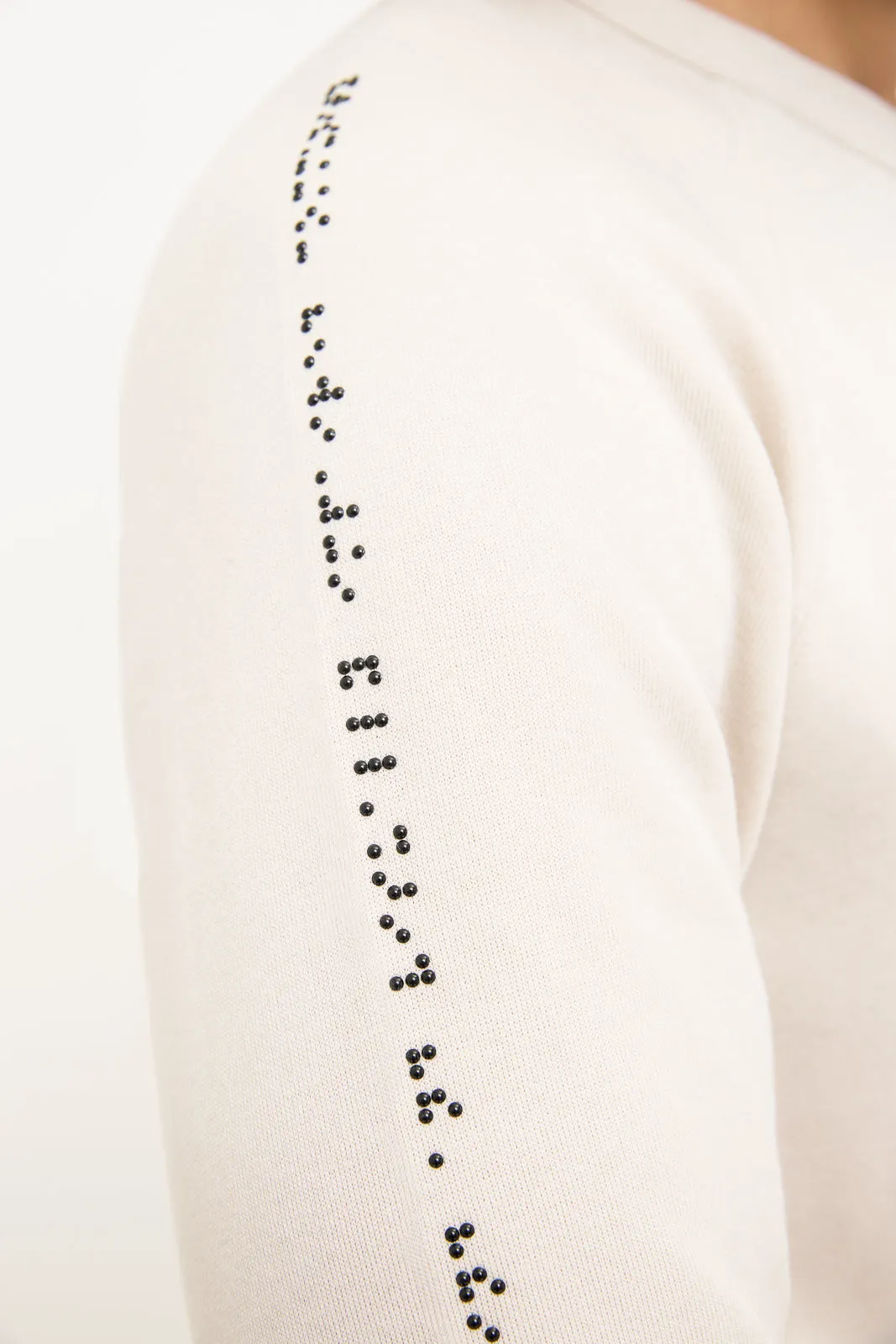 Crewneck Braille Sweater: Beige