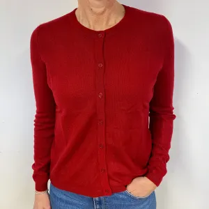 Crimson Red Cashmere Crew Neck Cardigan Medium