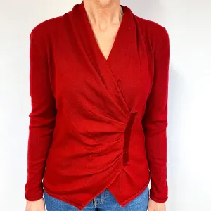 Crimson Red Cashmere Cross Over Cardigan Medium