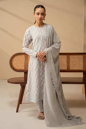 Cross Stitch Embroidered Mahiri Lawn – PEARL BLUE