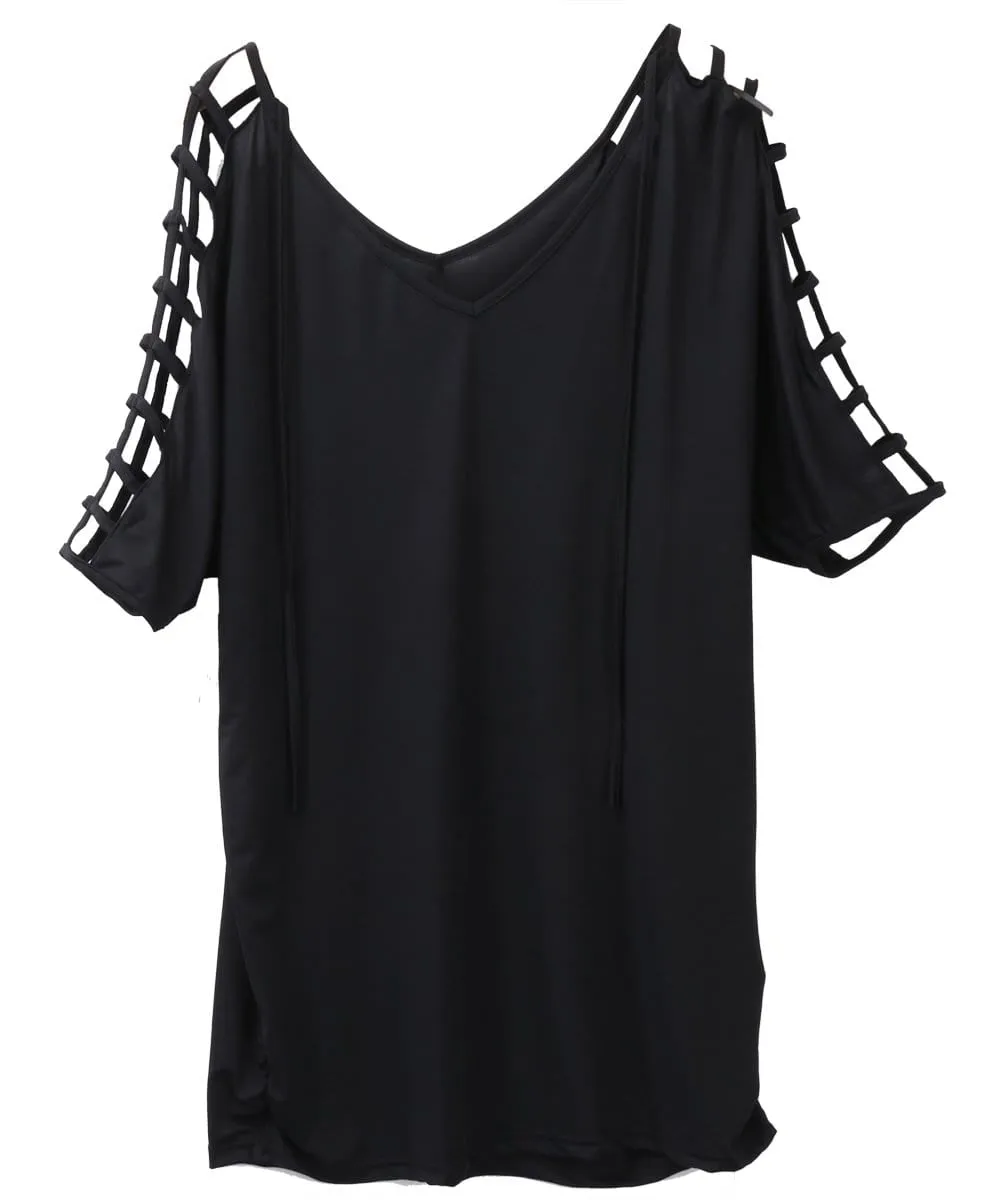 Cutout sleeve oversize swimsuit coverup shirt dress