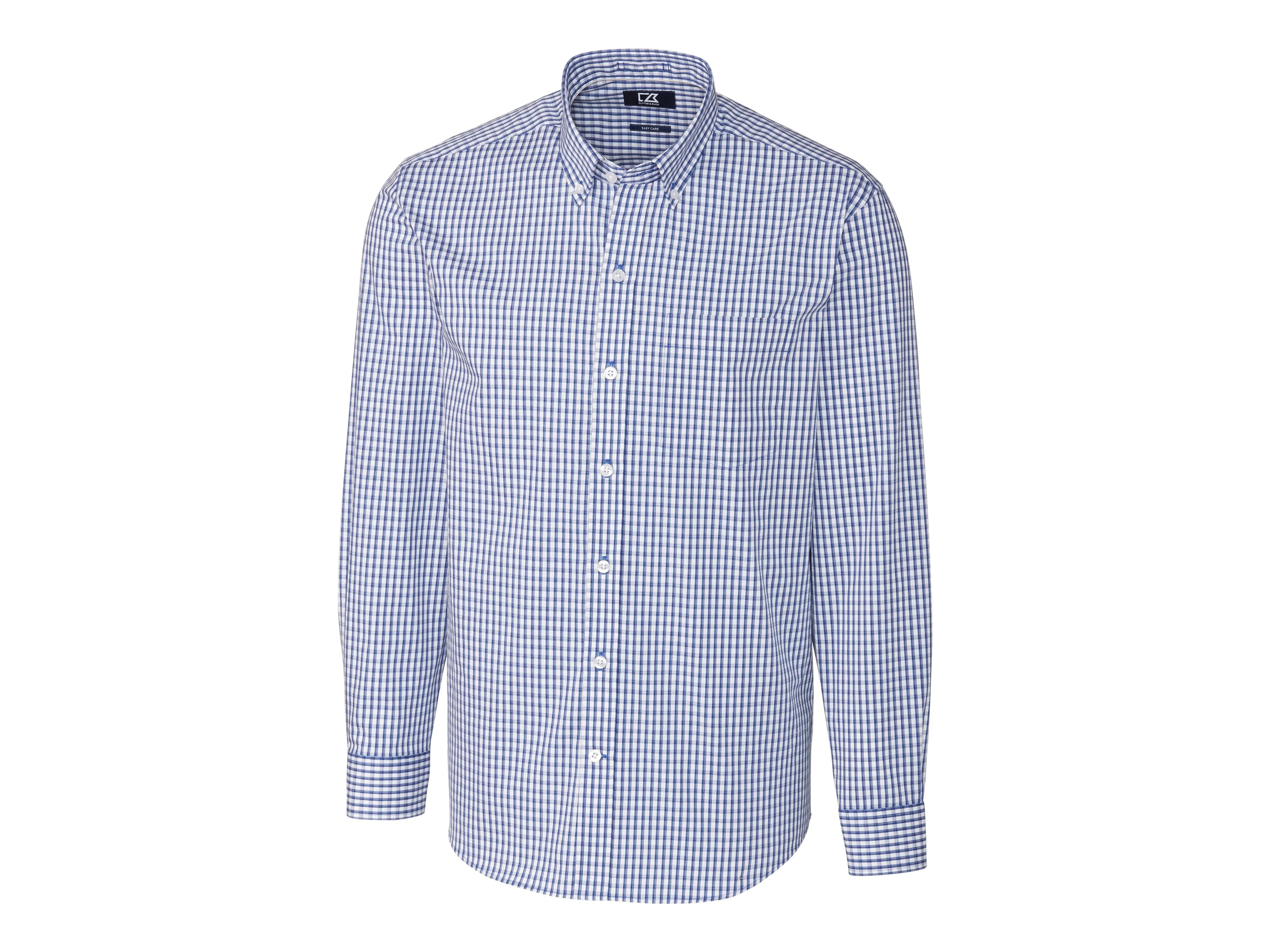 Cutter & Buck Easy Care Stretch Gingham Mens Big and Tall Long Sleeve Dress Shirt