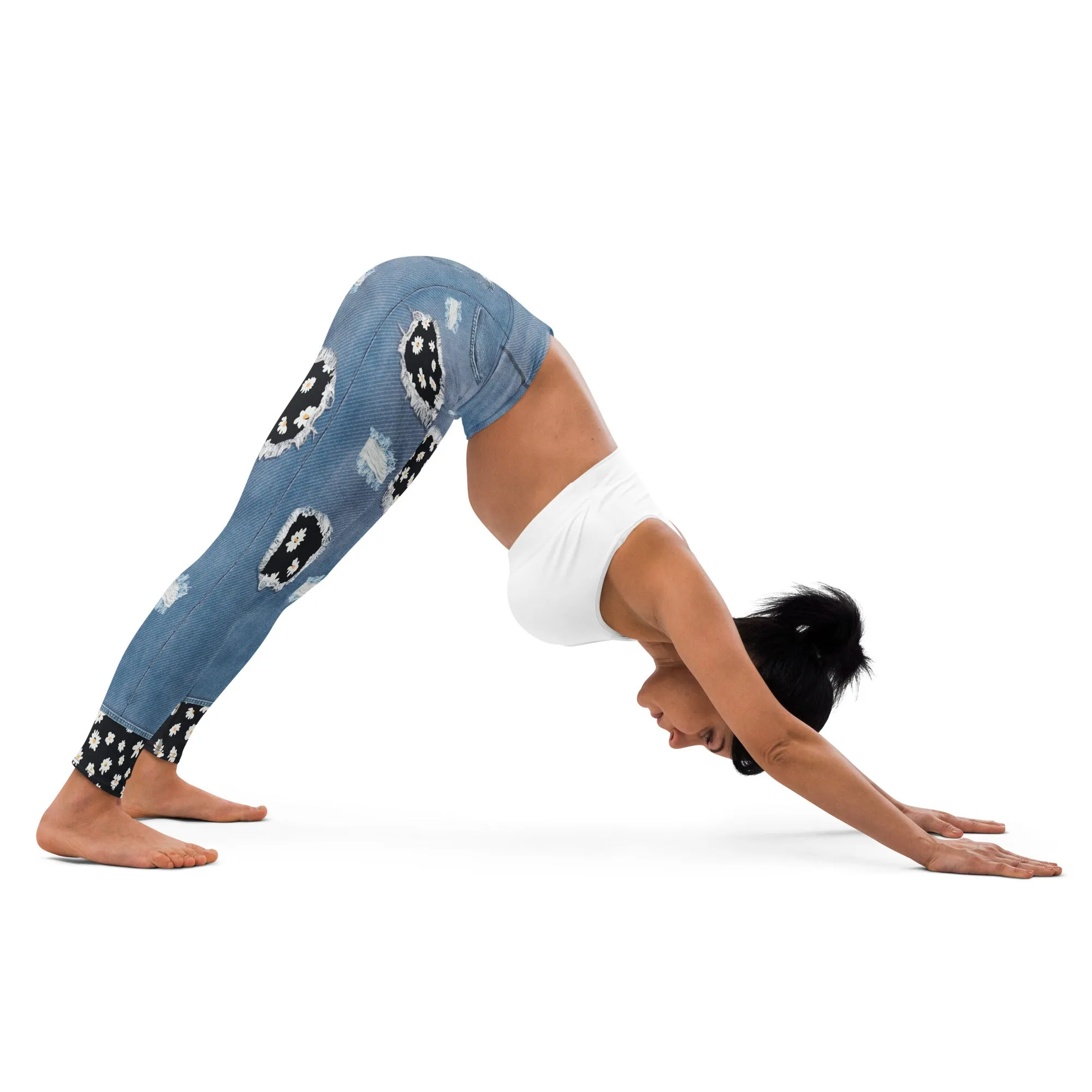 Daisy Denim Print Yoga Leggings