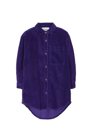 DARCY Dark Purple Cord - Buttoned Dress