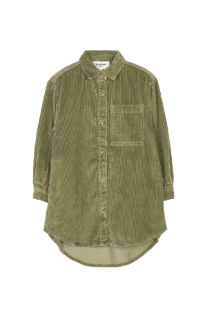 DARCY Light Olive Cord - Buttoned Dress