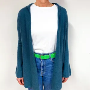 Dark Duck Egg Green Cashmere Edge to Edge Cardigan Medium