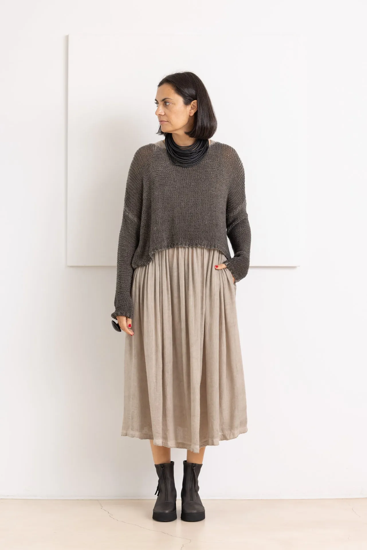 DAUB DRESS TAUPE GREY