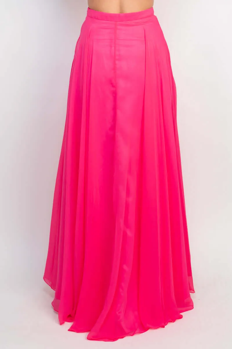 Dave & Johnny Scalloped Neck Cutout Shoulder Illusion Zipper Back Lace Bodice Chiffon Dress