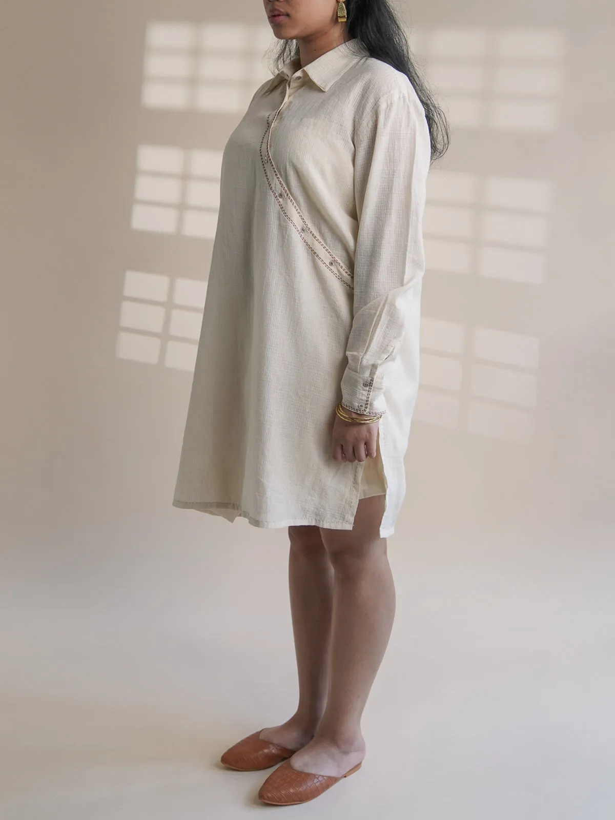 Dawning Angrakha Shirt Dress White