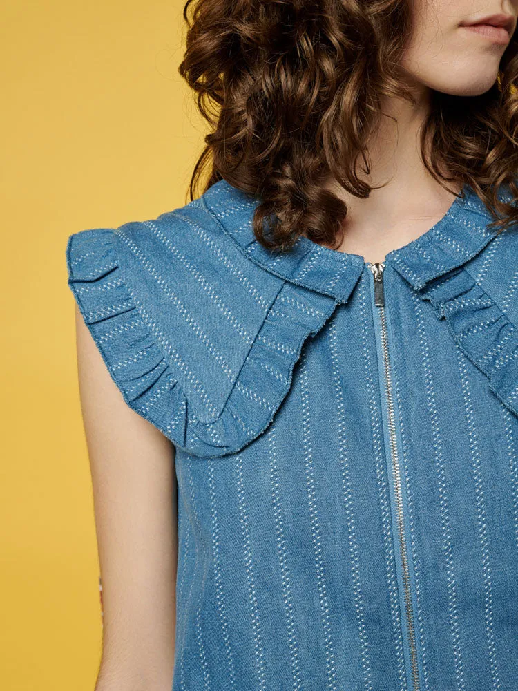Deborah Striped Denim Mini Dress