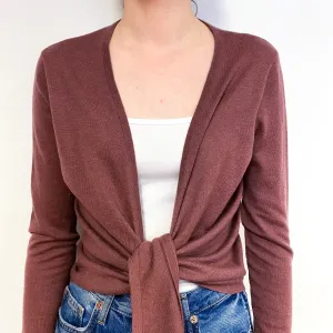 Deep Heather Pink Cashmere Tie Front Cardigan Extra Small