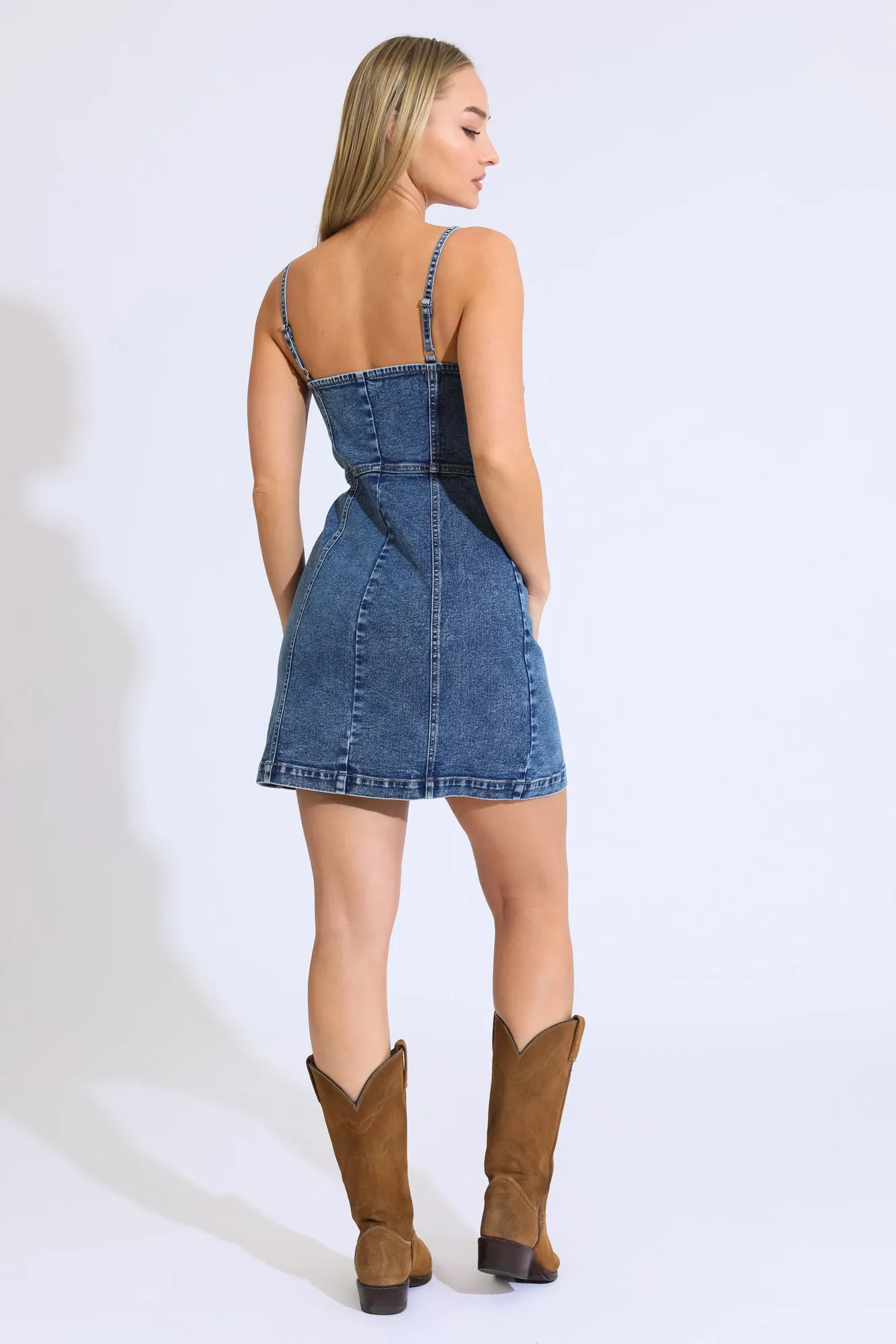 Denim Darling Mini Dress - Vintage Black/Blue