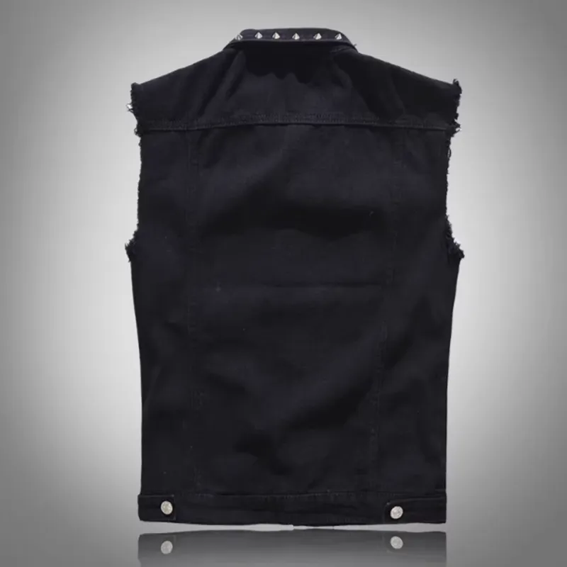Denim studded vest V0053
