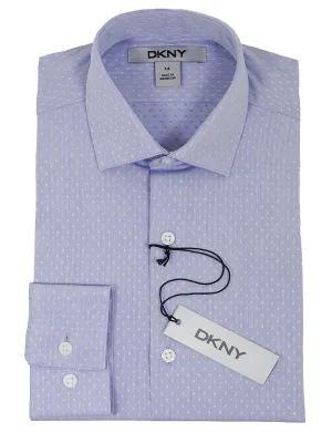 DKNY 21643 100% Cotton Boy's Dress Shirt - Dot - Light Blue