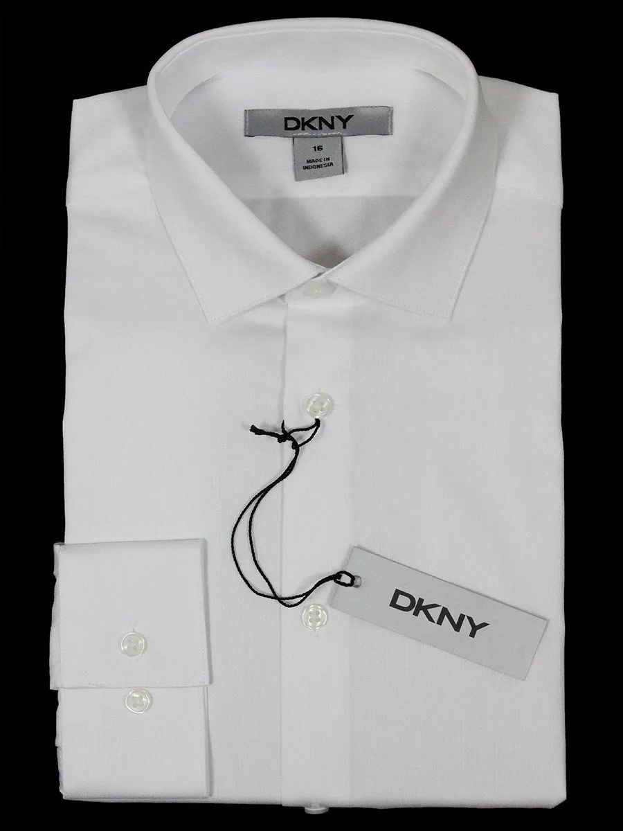 DKNY 23394 100% Cotton Boy's Dress Shirt - Tonal Stripe - White