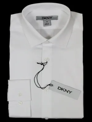 DKNY 23394 100% Cotton Boy's Dress Shirt - Tonal Stripe - White