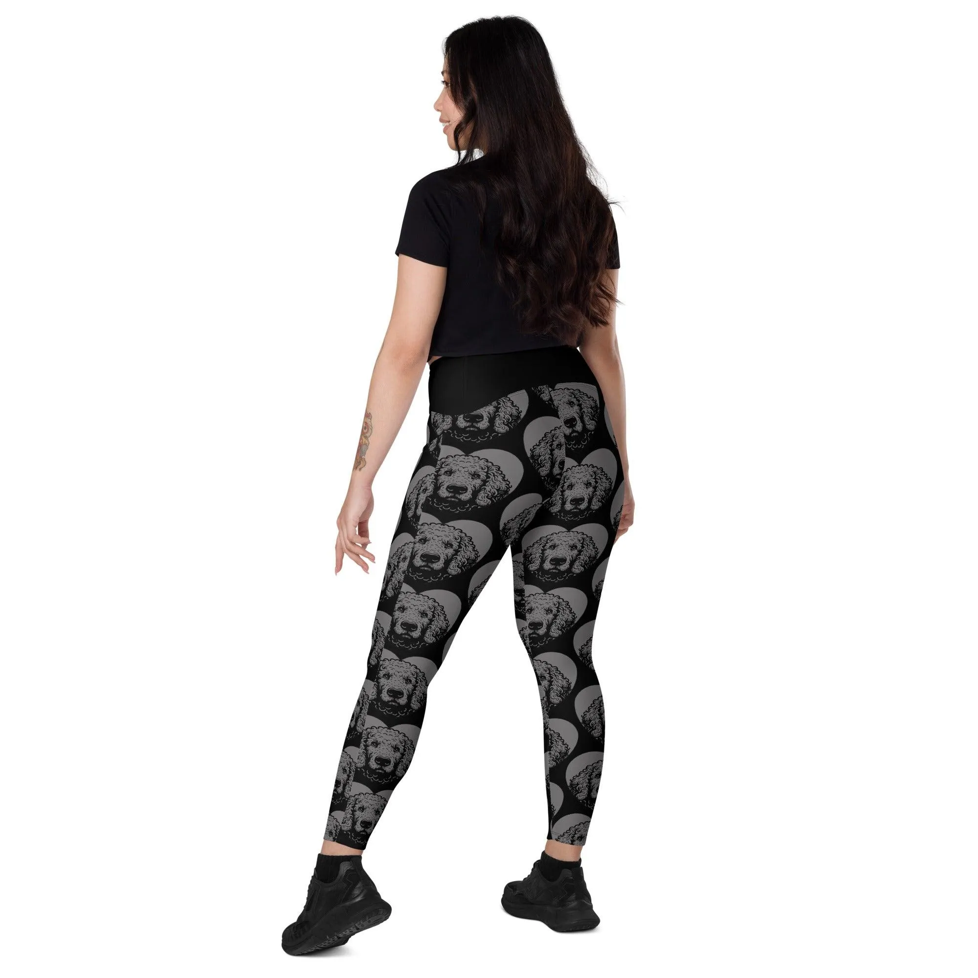 DOG BREED LEGGINGS with pockets - CURLY COATED RETRIEVER - HERTTAHOUND - grey