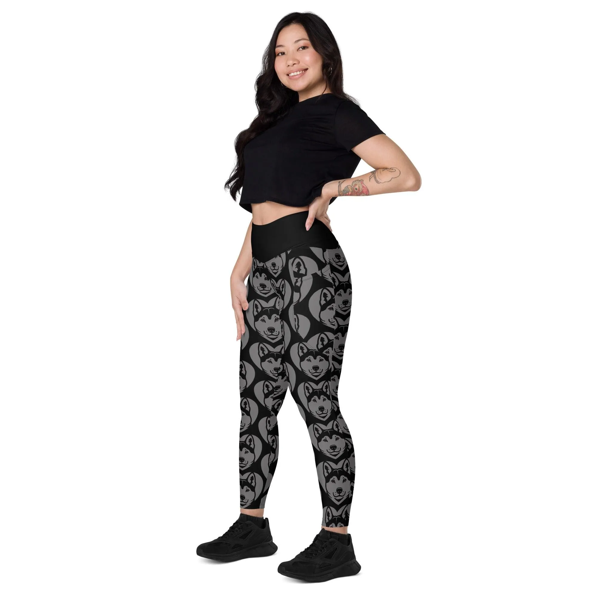 DOG BREED LEGGINGS with pockets - KISHU - HERTTAHOUND - grey