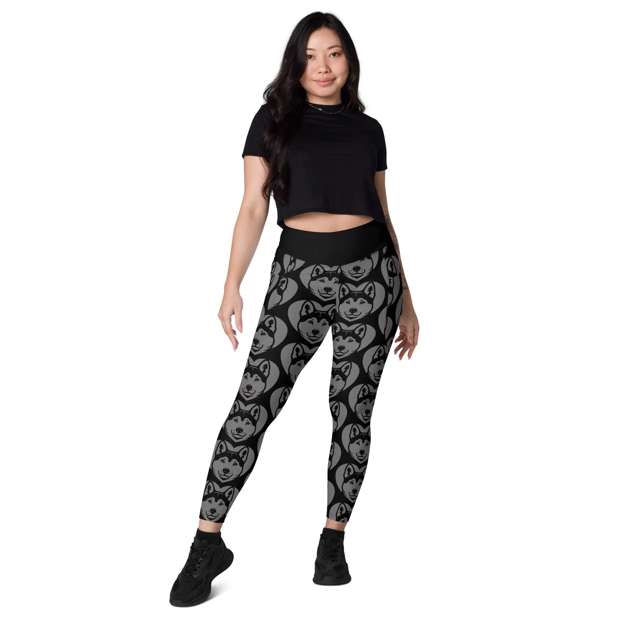 DOG BREED LEGGINGS with pockets - KISHU - HERTTAHOUND - grey