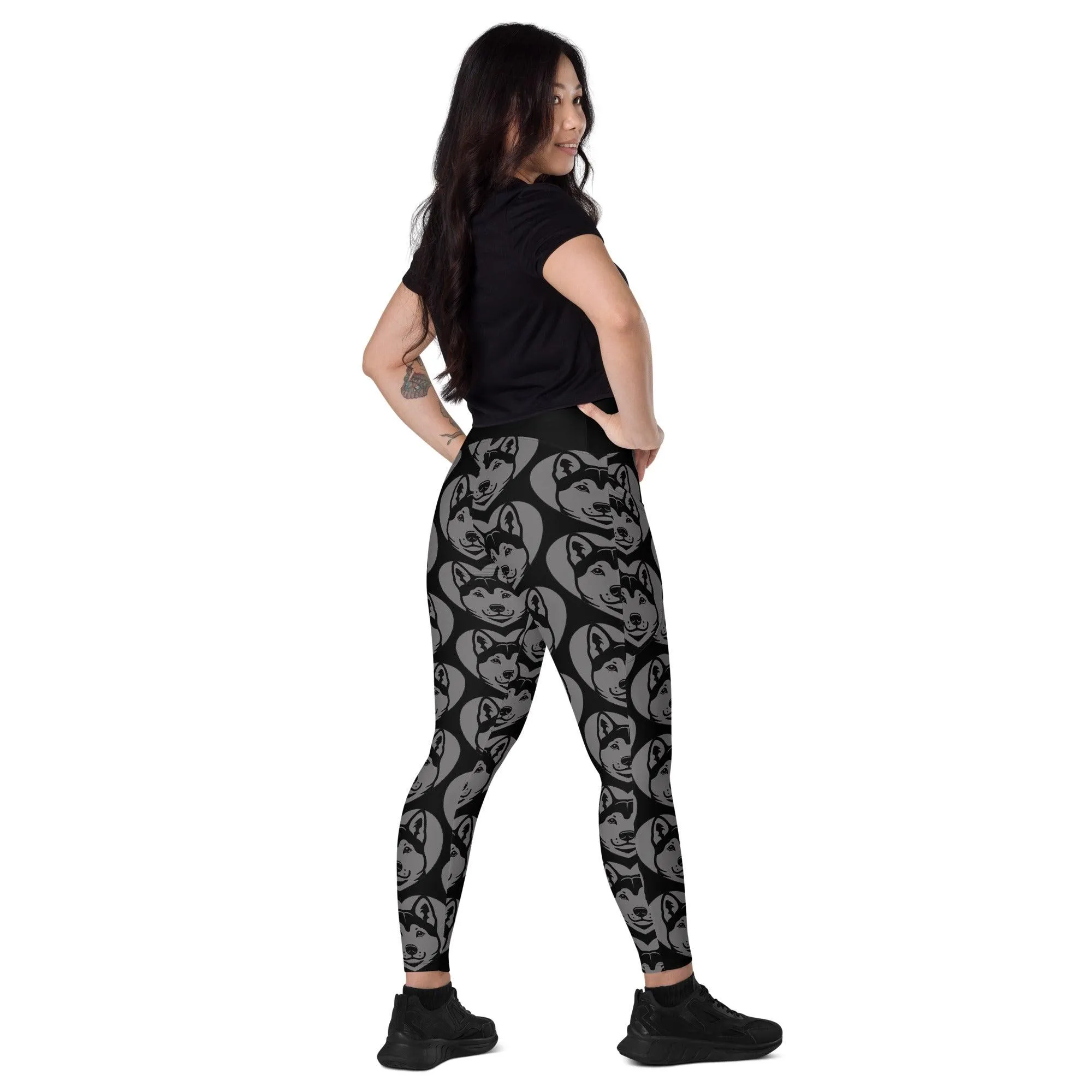 DOG BREED LEGGINGS with pockets - KISHU - HERTTAHOUND - grey
