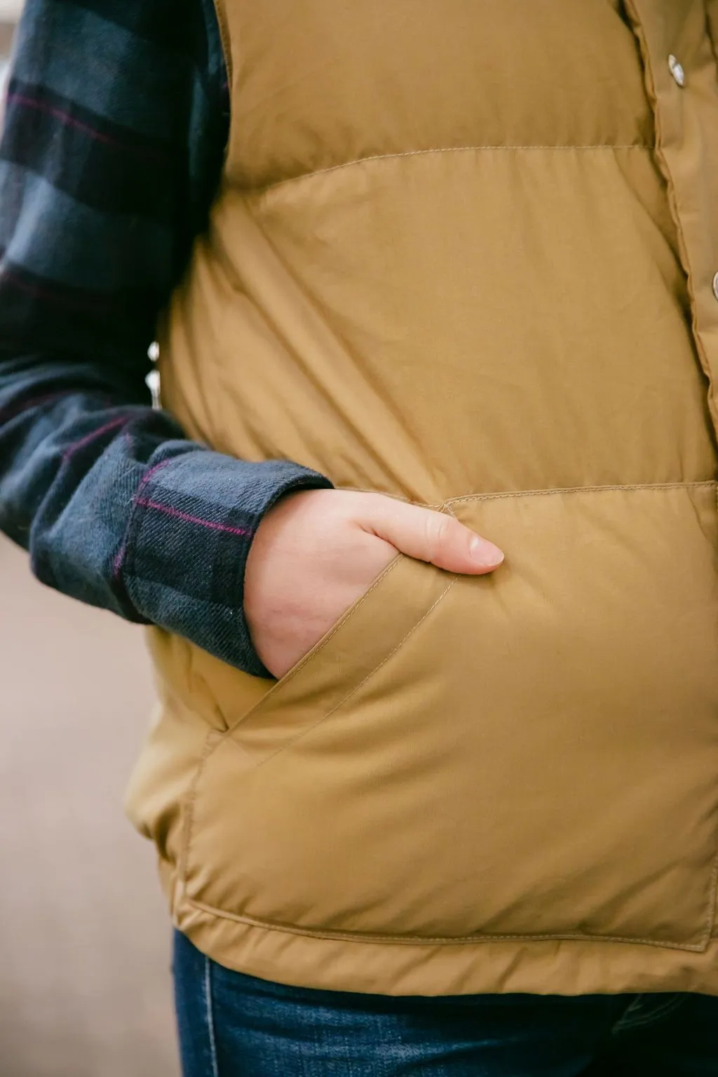 Down Italian Vest - Tan