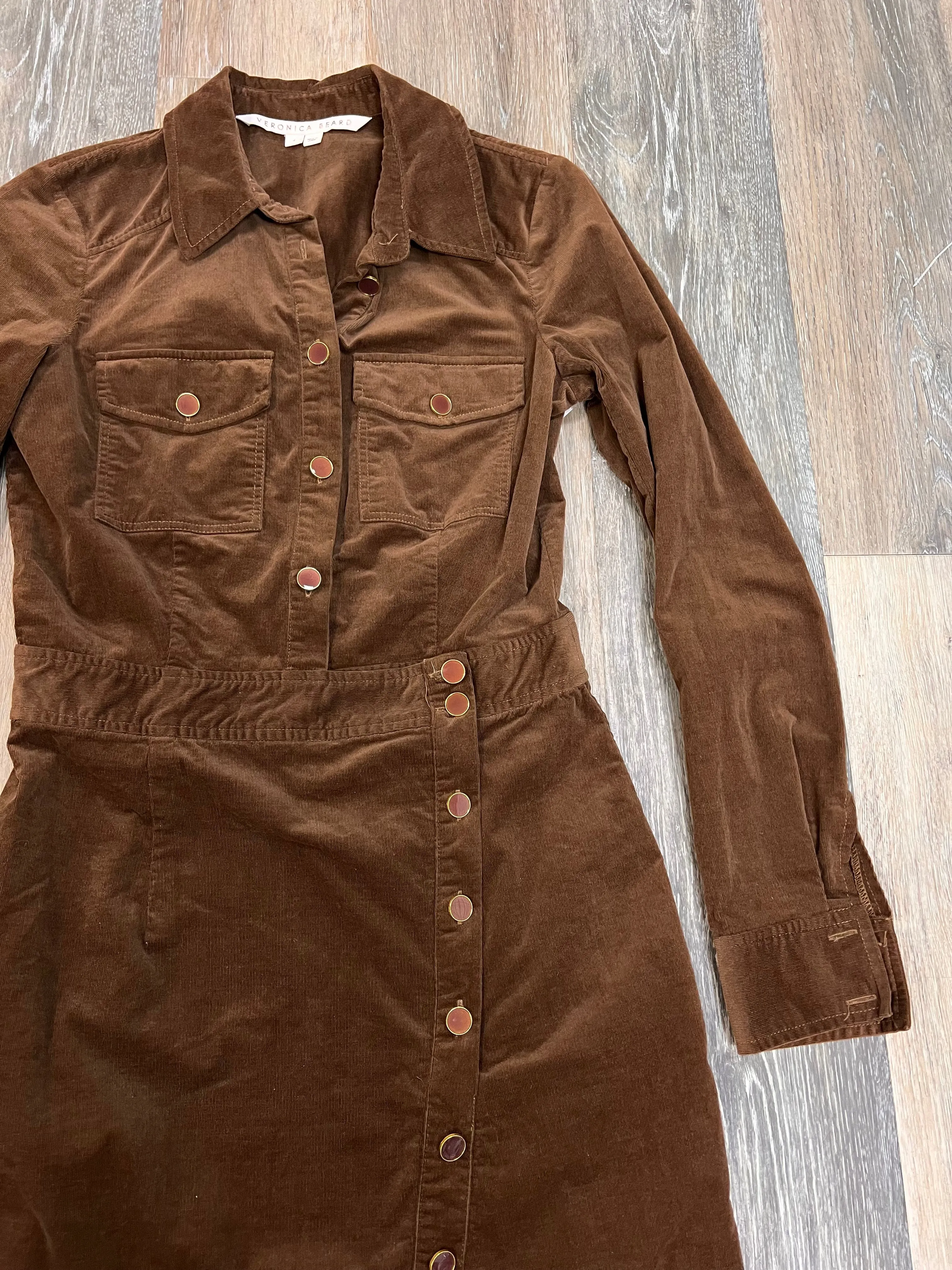 Dress Designer Casual Midi By Veronica Beard In Brown, Size: 4