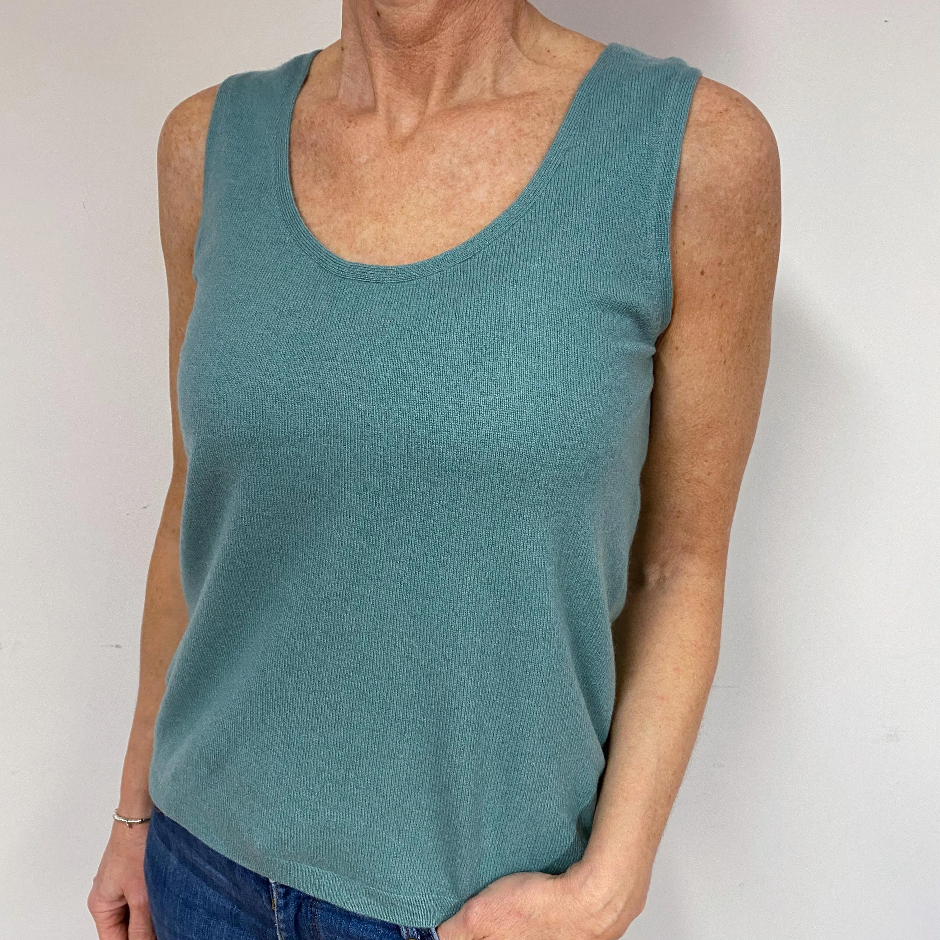 Duck Egg Green Cashmere Tank Top Medium