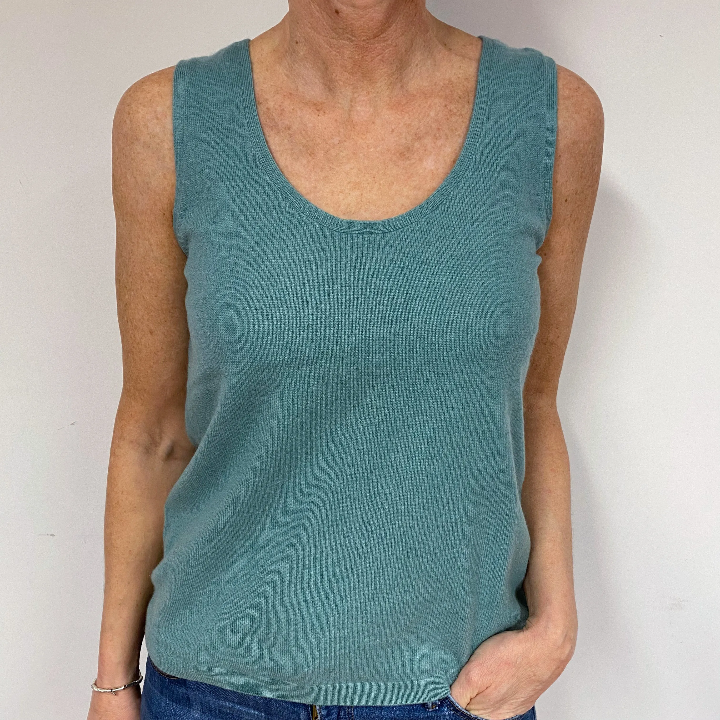 Duck Egg Green Cashmere Tank Top Medium