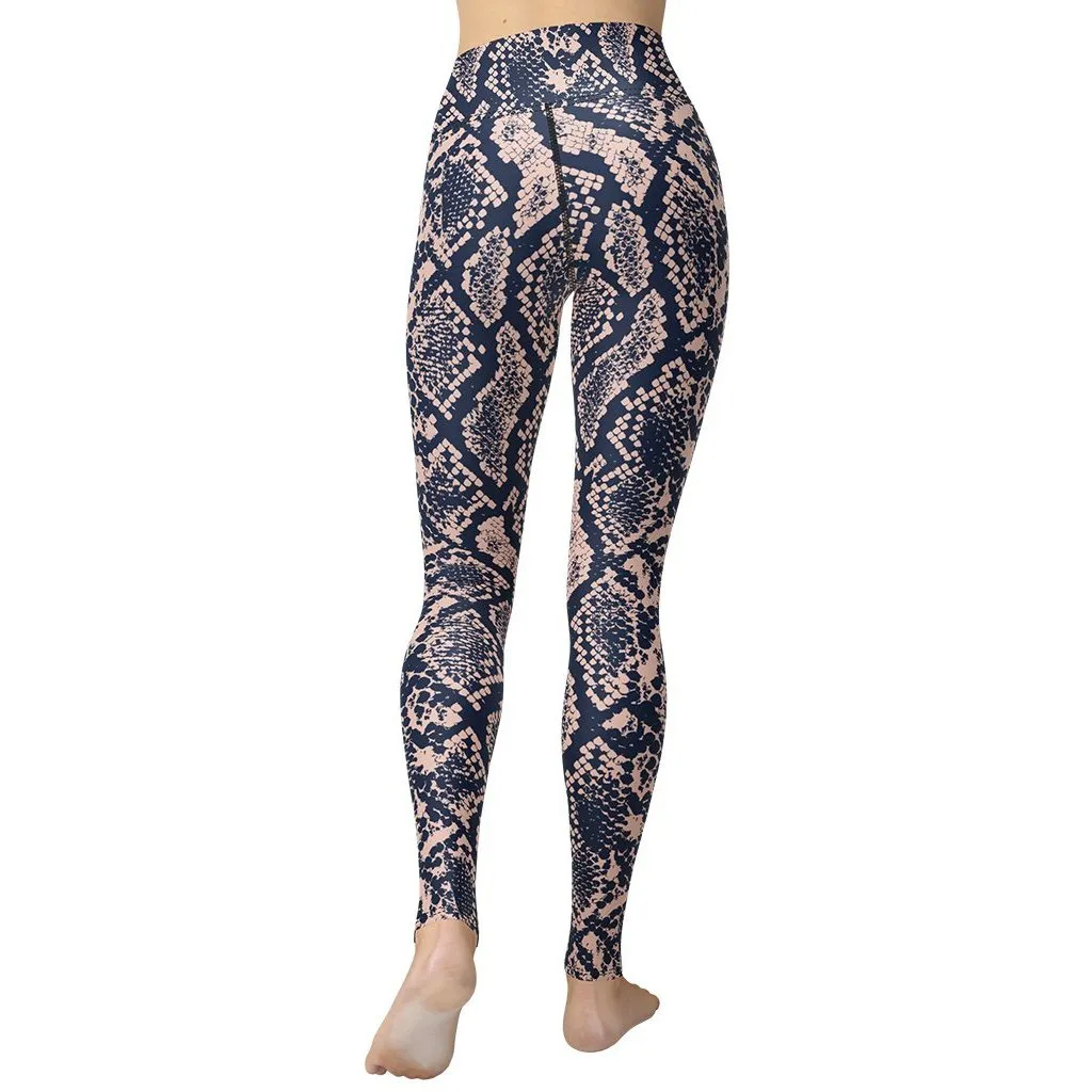 Dusty Pink Snakeskin Yoga Leggings