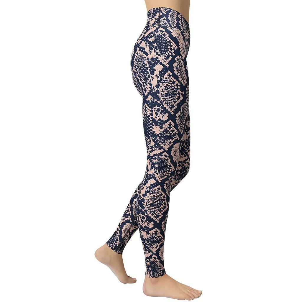 Dusty Pink Snakeskin Yoga Leggings