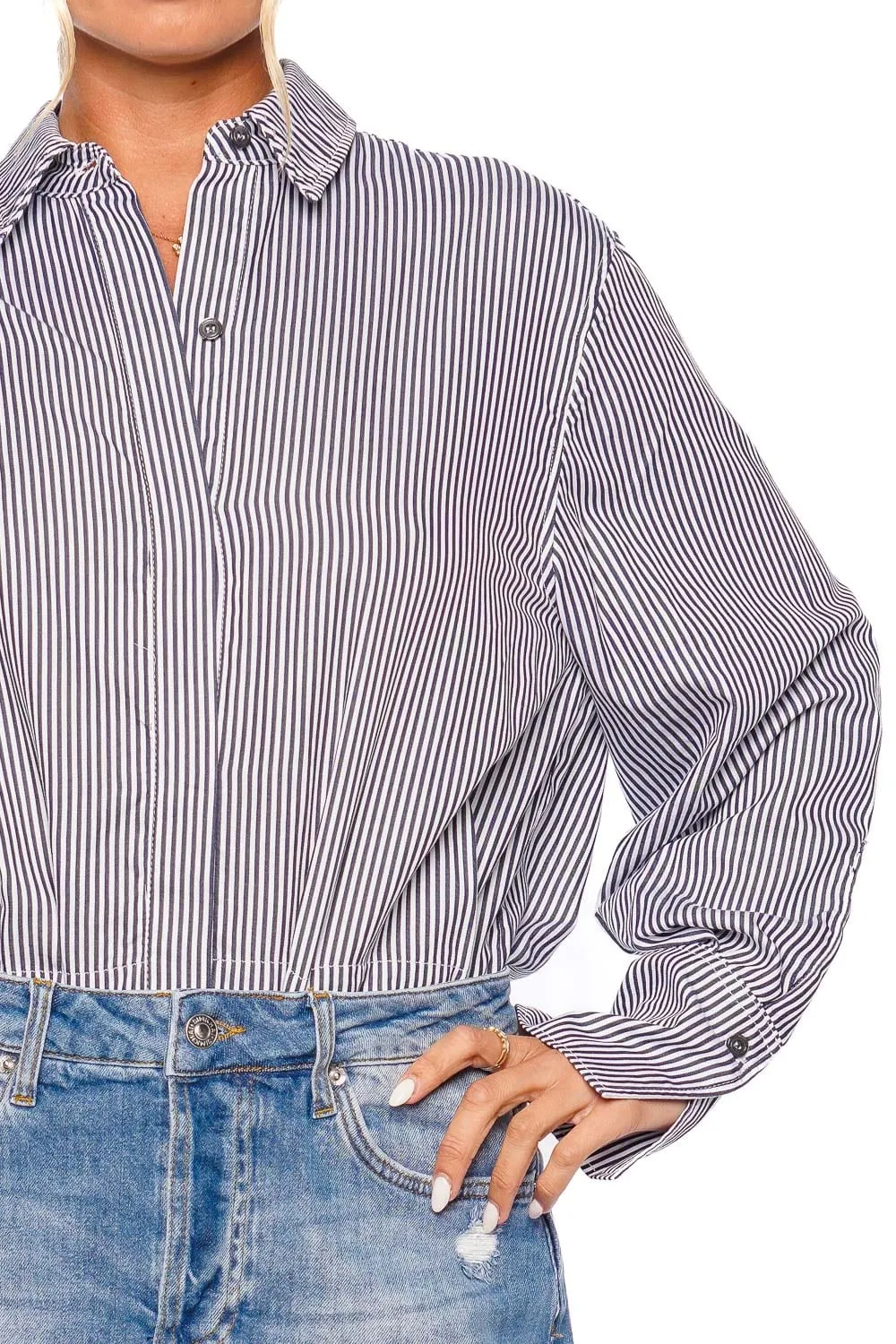 Eastyn Combo Denim Mini Shirt Dress
