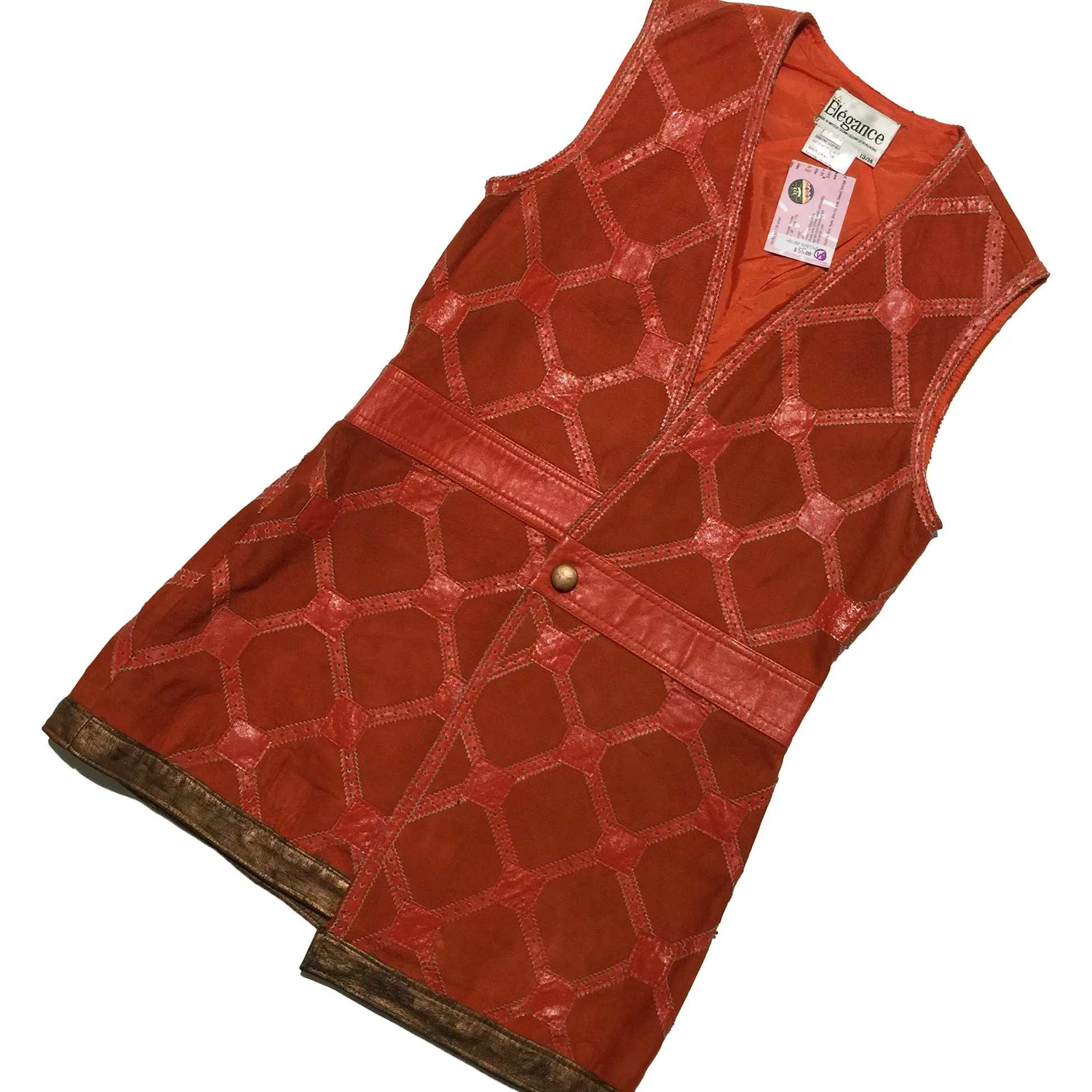 Elegance Orange Leather Dress