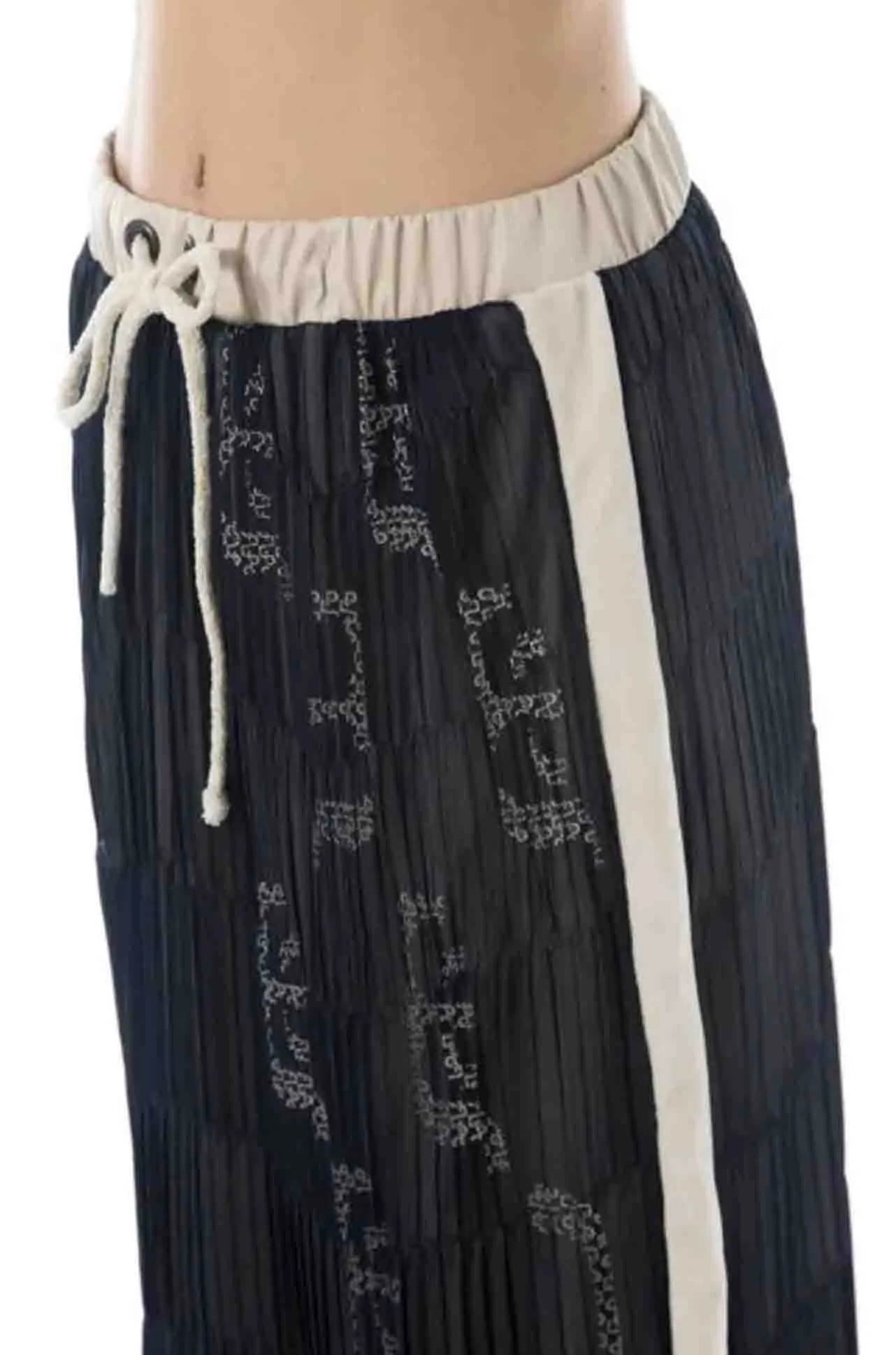 Elisa Cavaletti - Blue Pleated Skirt w/ Beige Details
