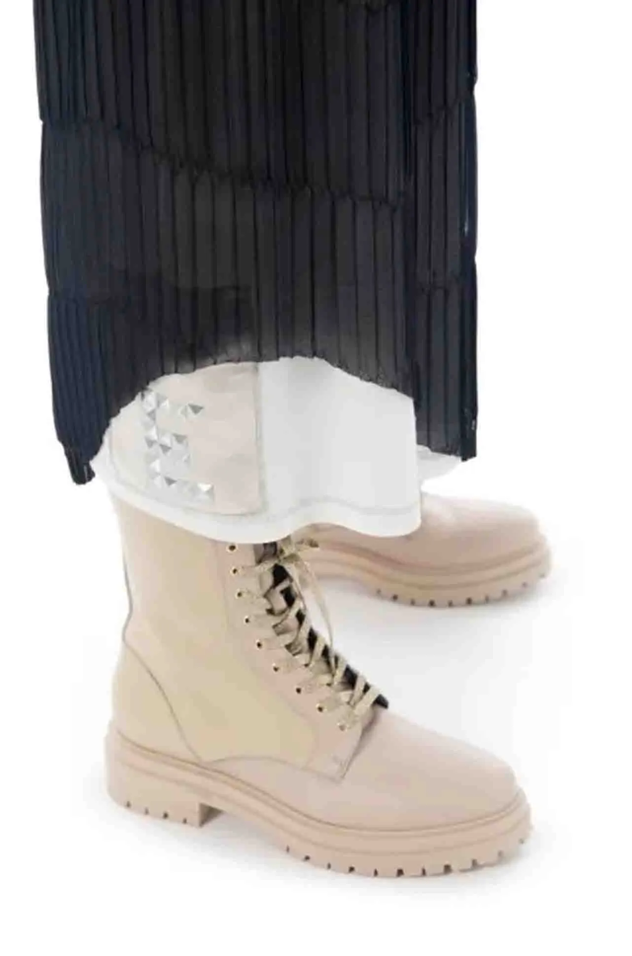 Elisa Cavaletti - Blue Pleated Skirt w/ Beige Details
