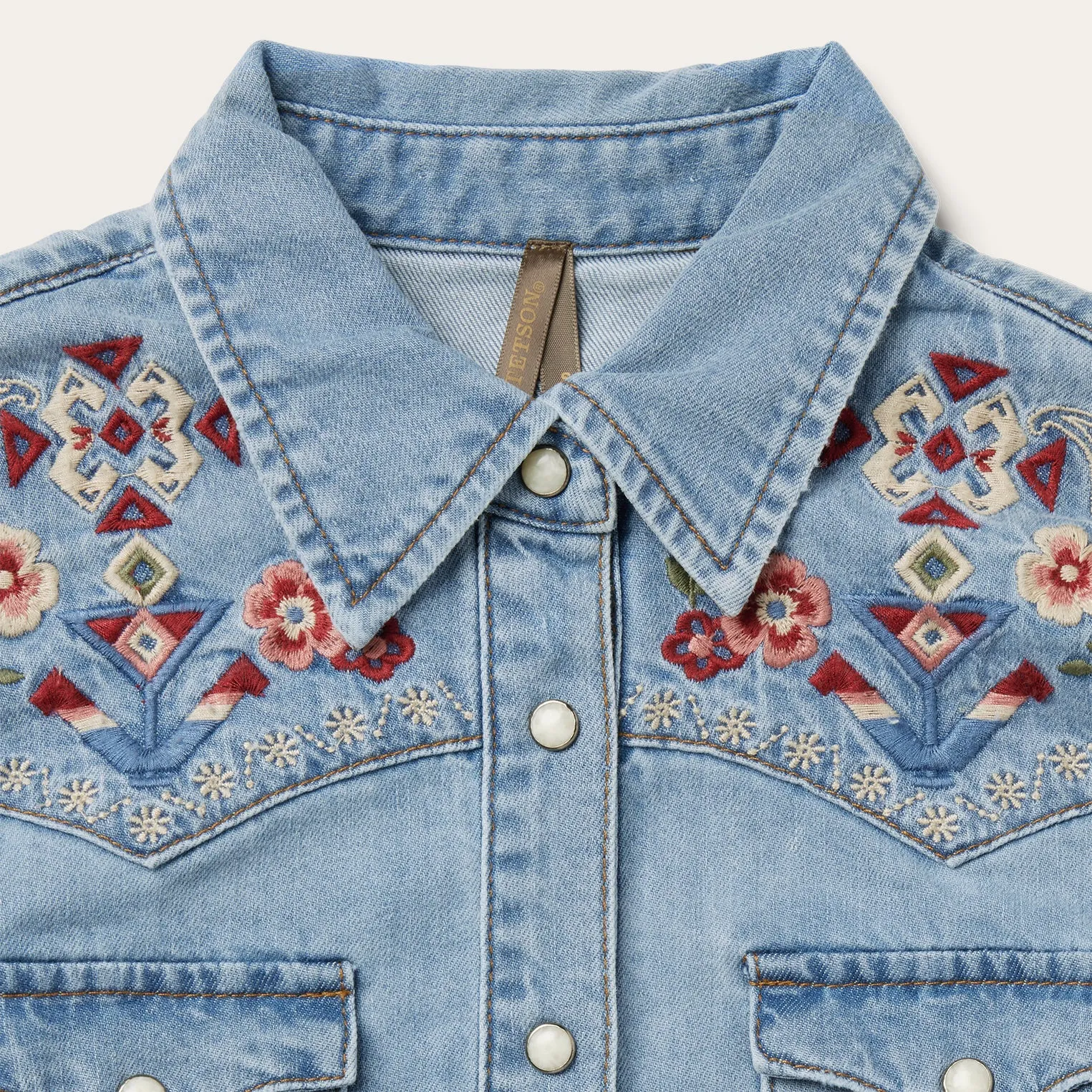 Embroidered Denim Shirt Dress