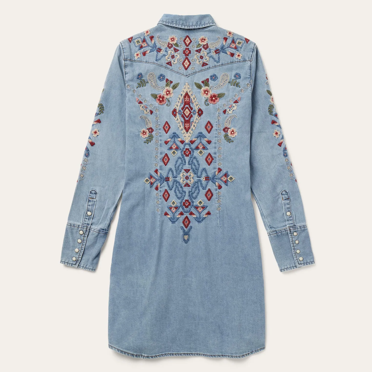 Embroidered Denim Shirt Dress